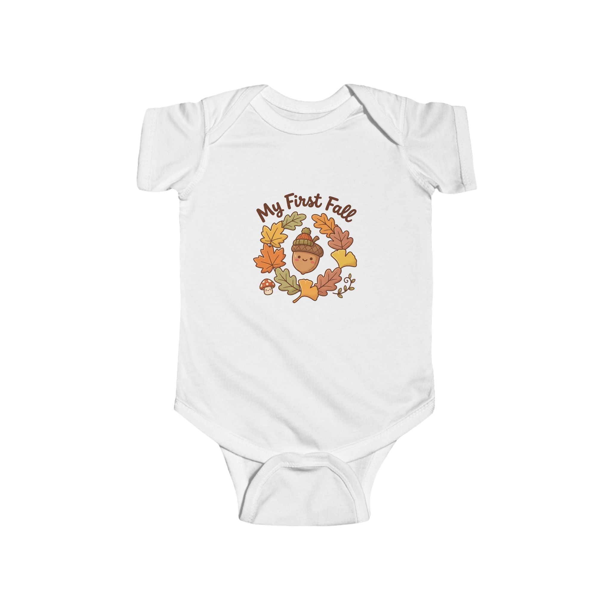 "My First Fall" Cute Autumn Pumpkin & Leaves Infant Onesie