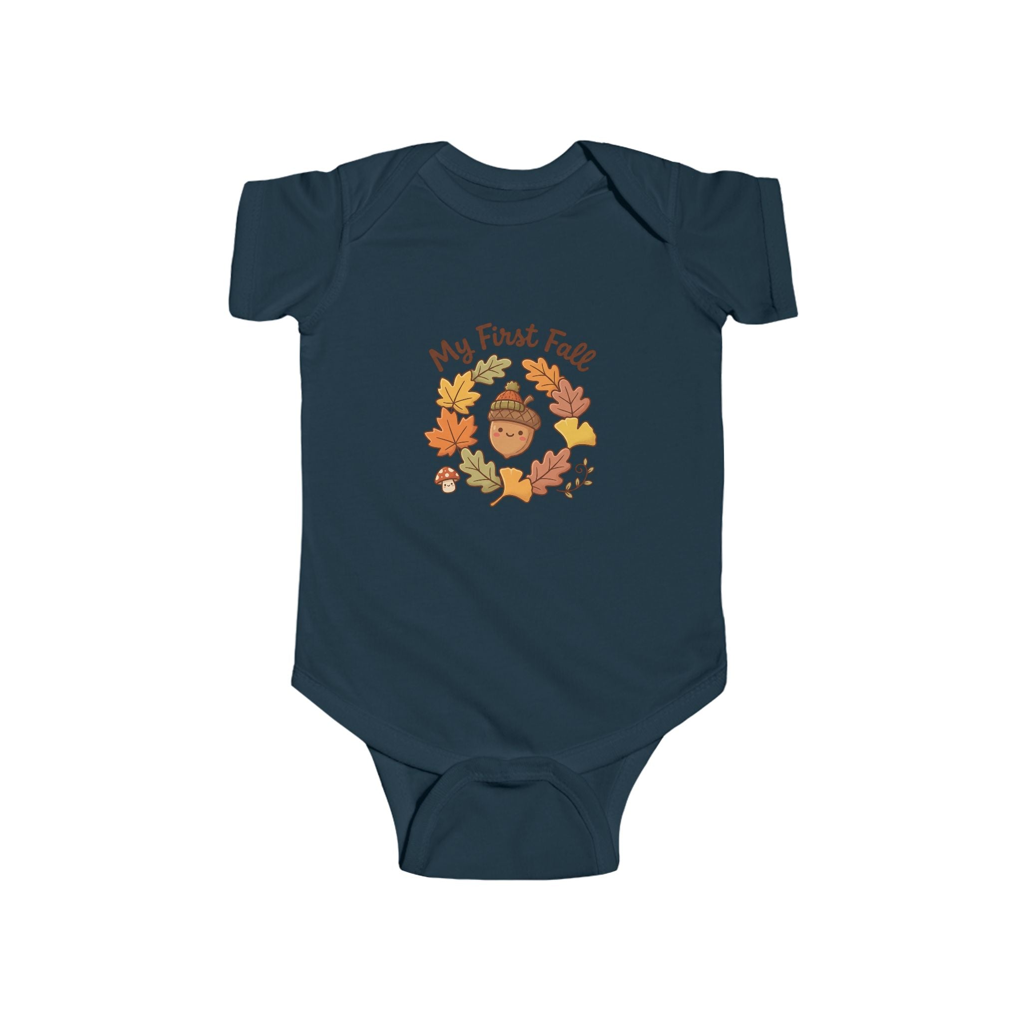 "My First Fall" Cute Autumn Pumpkin & Leaves Infant Onesie