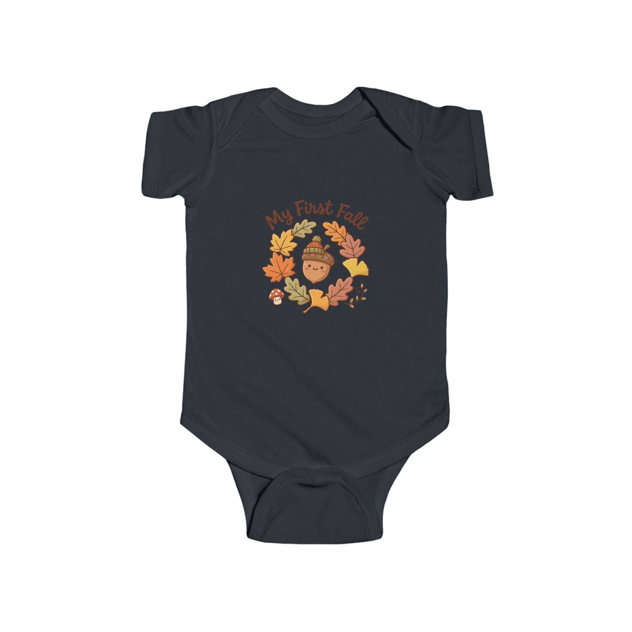 "My First Fall" Cute Autumn Pumpkin & Leaves Infant Onesie