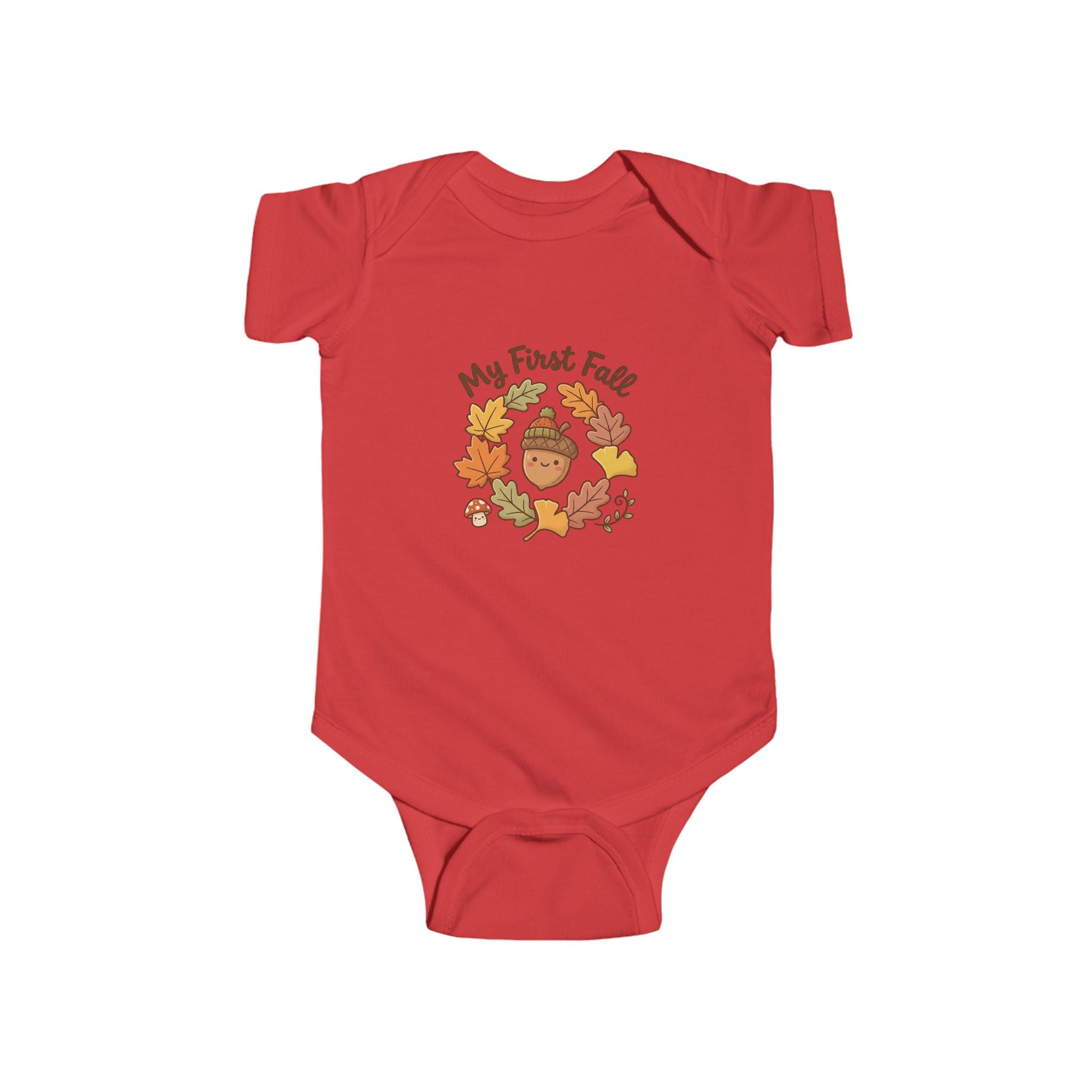 "My First Fall" Cute Autumn Pumpkin & Leaves Infant Onesie
