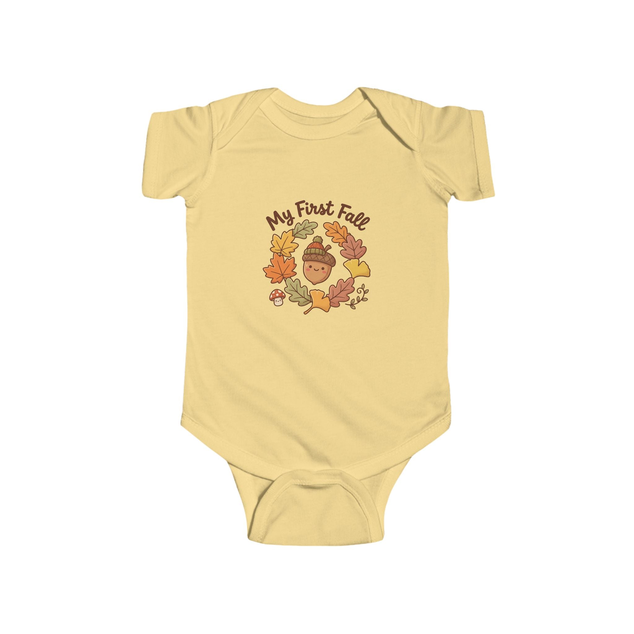 "My First Fall" Cute Autumn Pumpkin & Leaves Infant Onesie