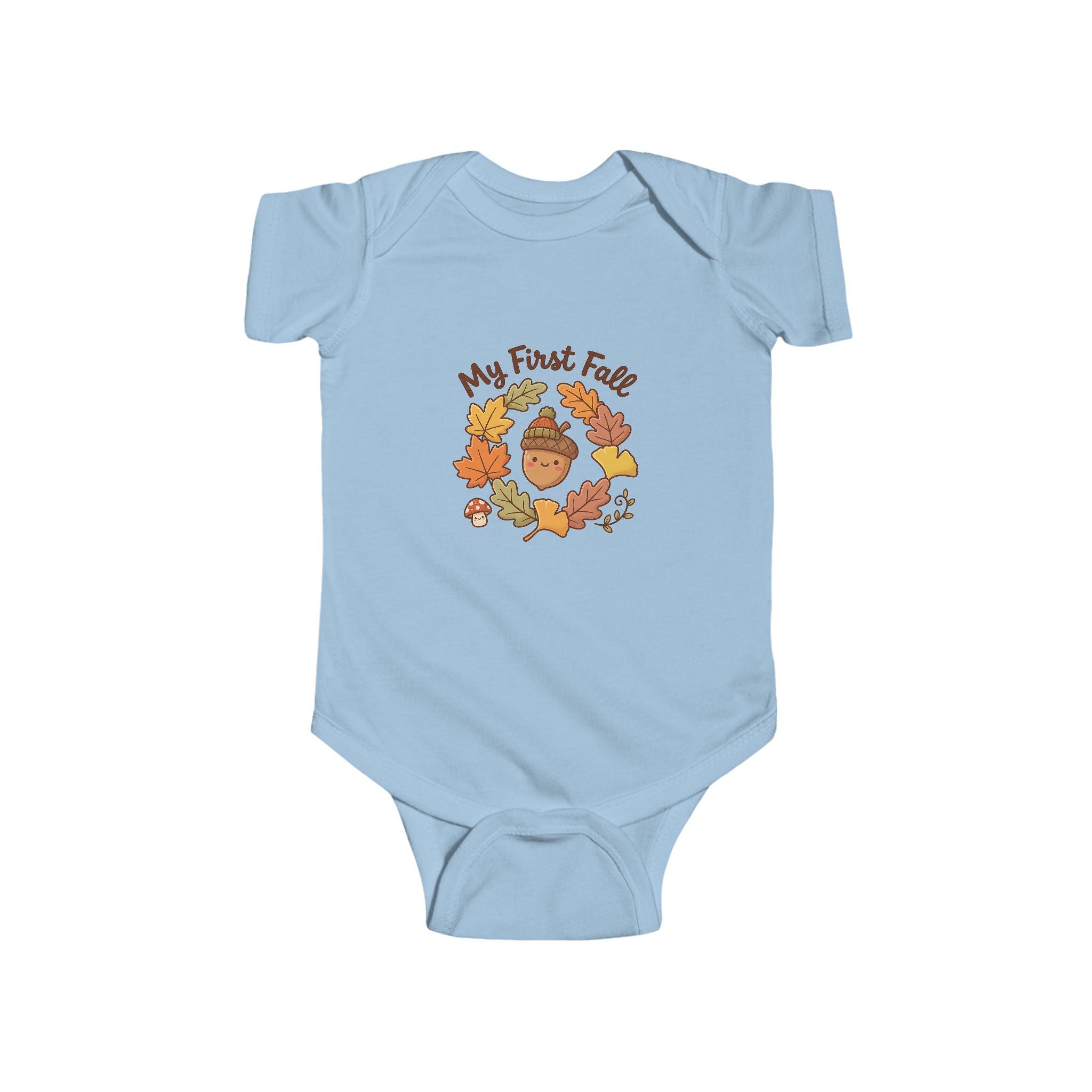 "My First Fall" Cute Autumn Pumpkin & Leaves Infant Onesie
