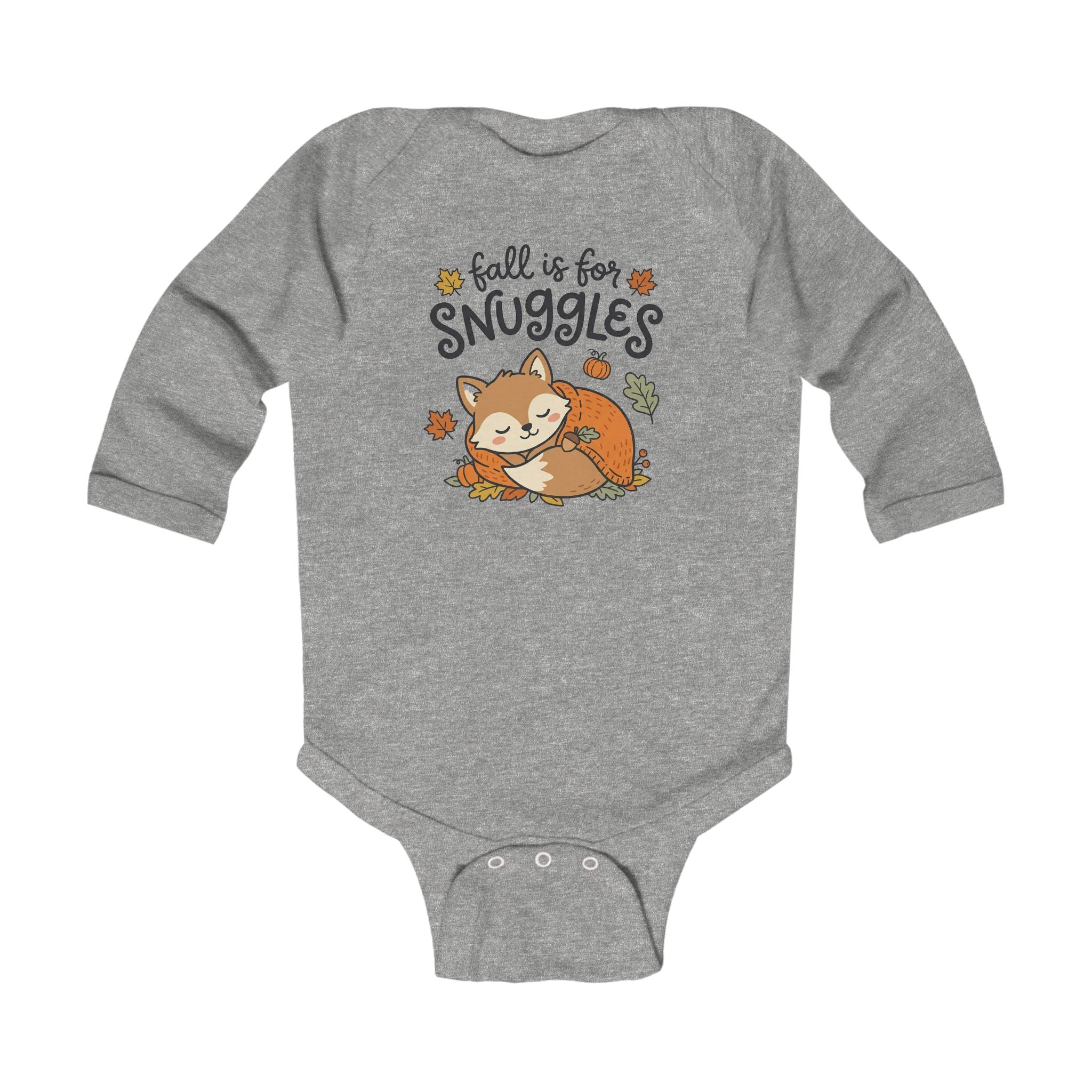 "Fall Is For Snuggles" Cute Fox Autumn Long Sleeve Onesie for Infants