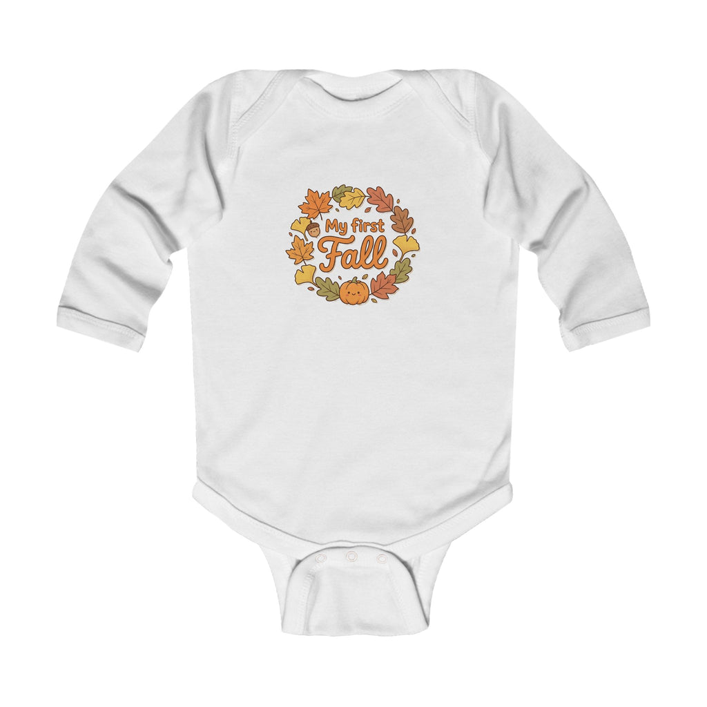 "My First Fall" Pumpkin & Leaves Autumn Long Sleeve Onesie