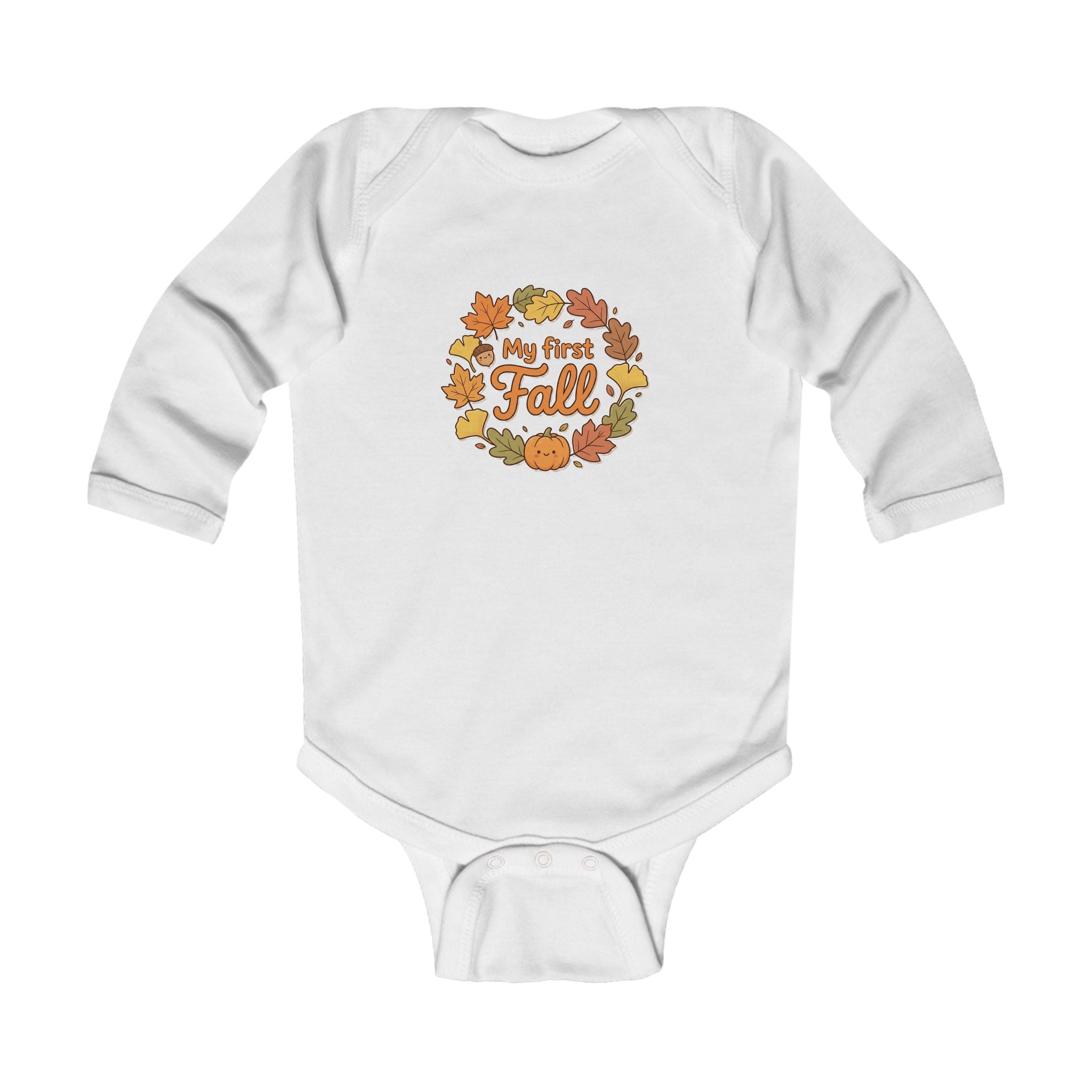 "My First Fall" Pumpkin & Leaves Autumn Long Sleeve Onesie