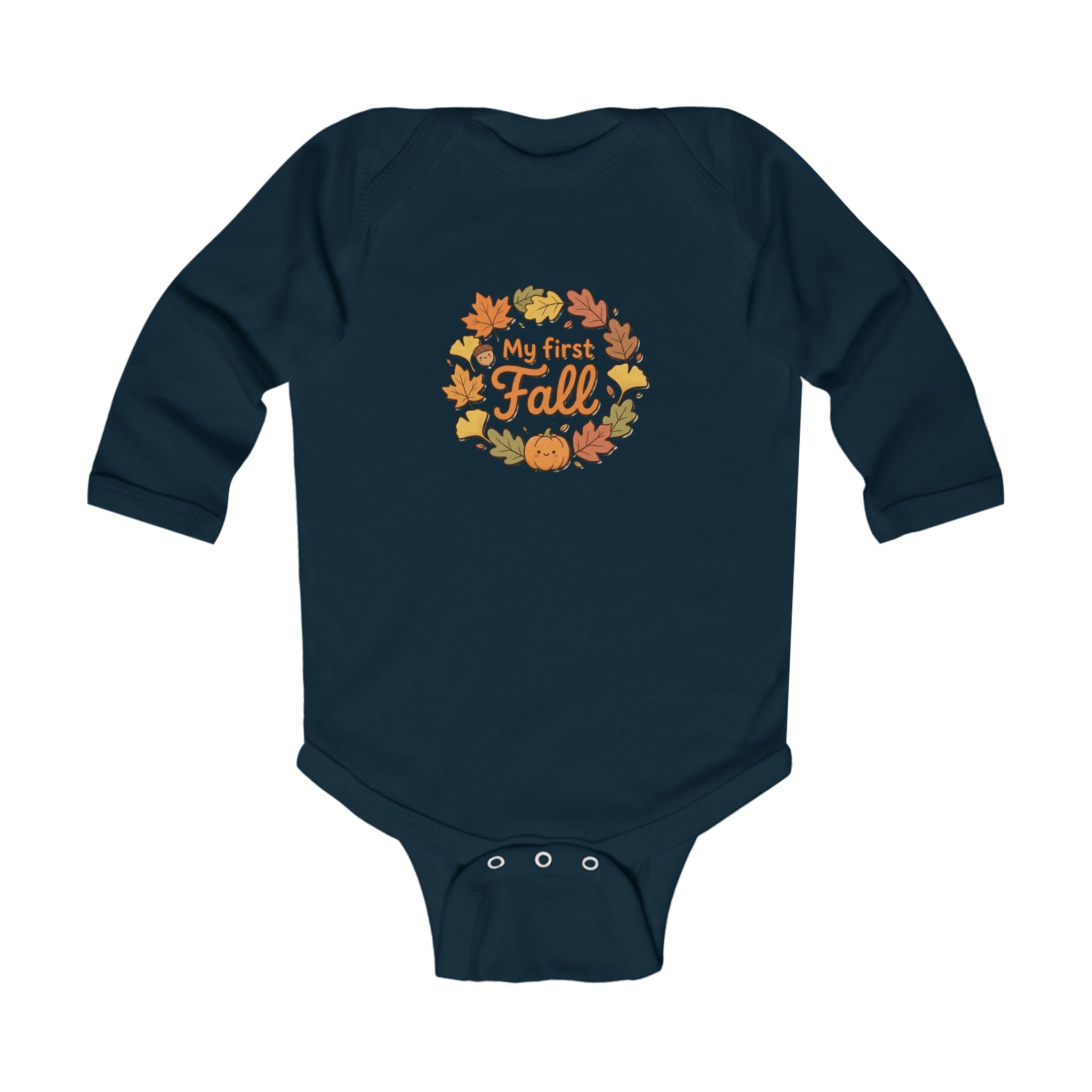 "My First Fall" Pumpkin & Leaves Autumn Long Sleeve Onesie