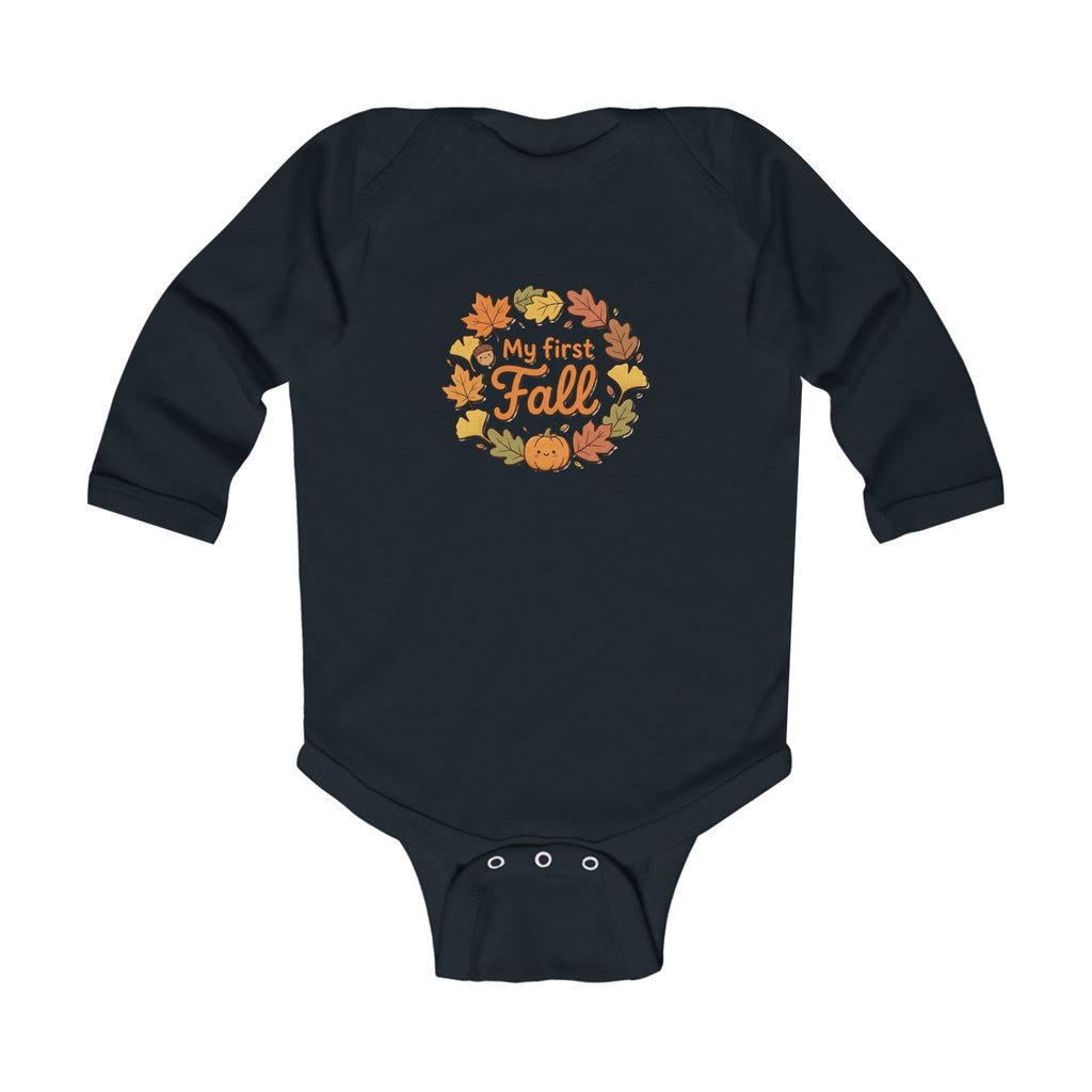 "My First Fall" Pumpkin & Leaves Autumn Long Sleeve Onesie