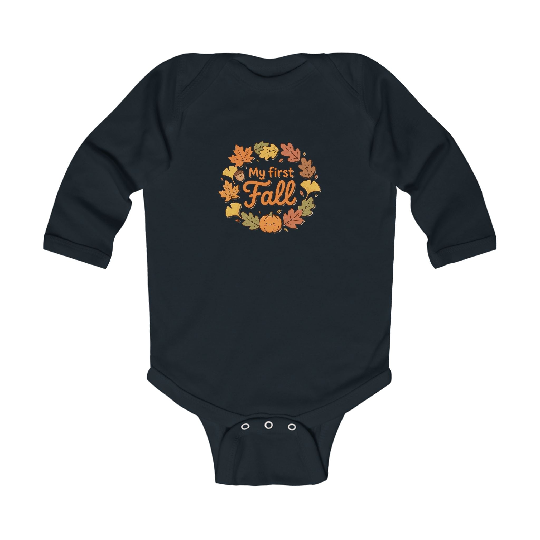 "My First Fall" Pumpkin & Leaves Autumn Long Sleeve Onesie