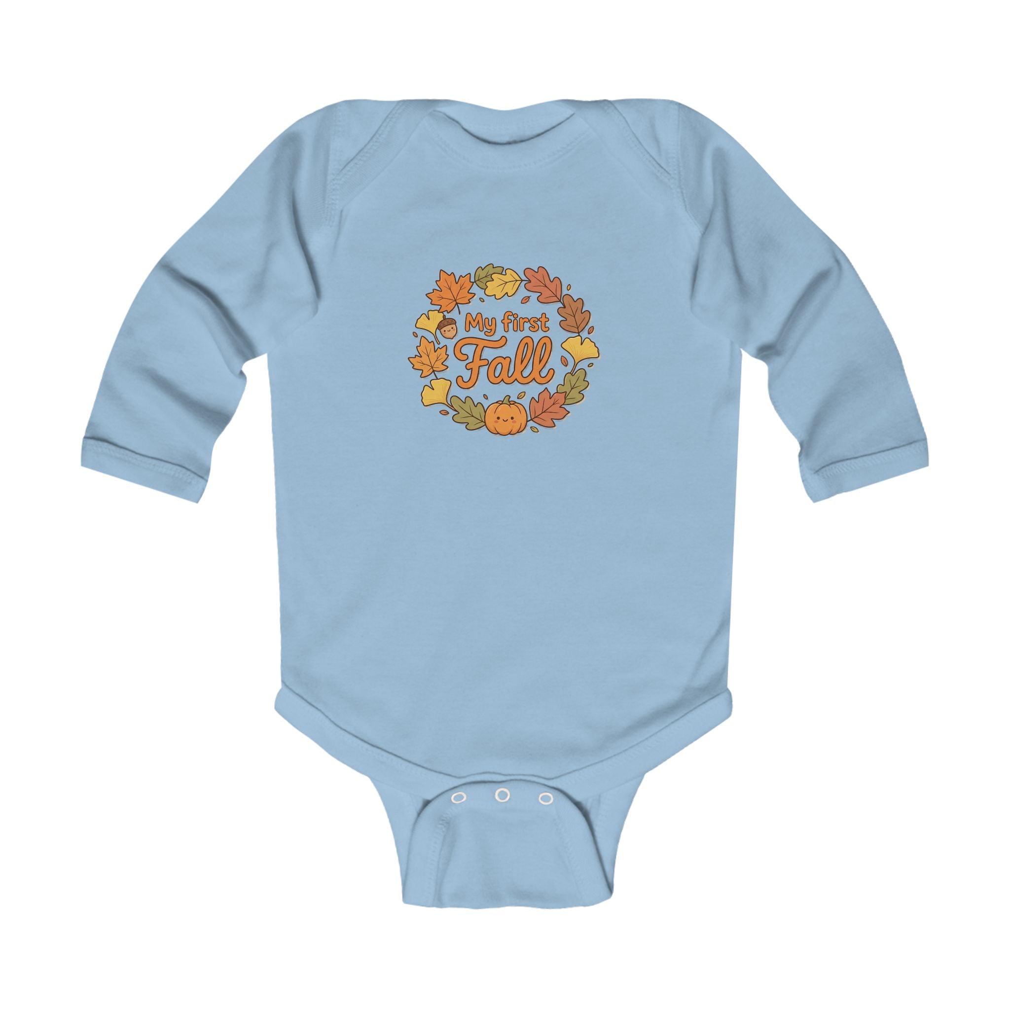 "My First Fall" Pumpkin & Leaves Autumn Long Sleeve Onesie