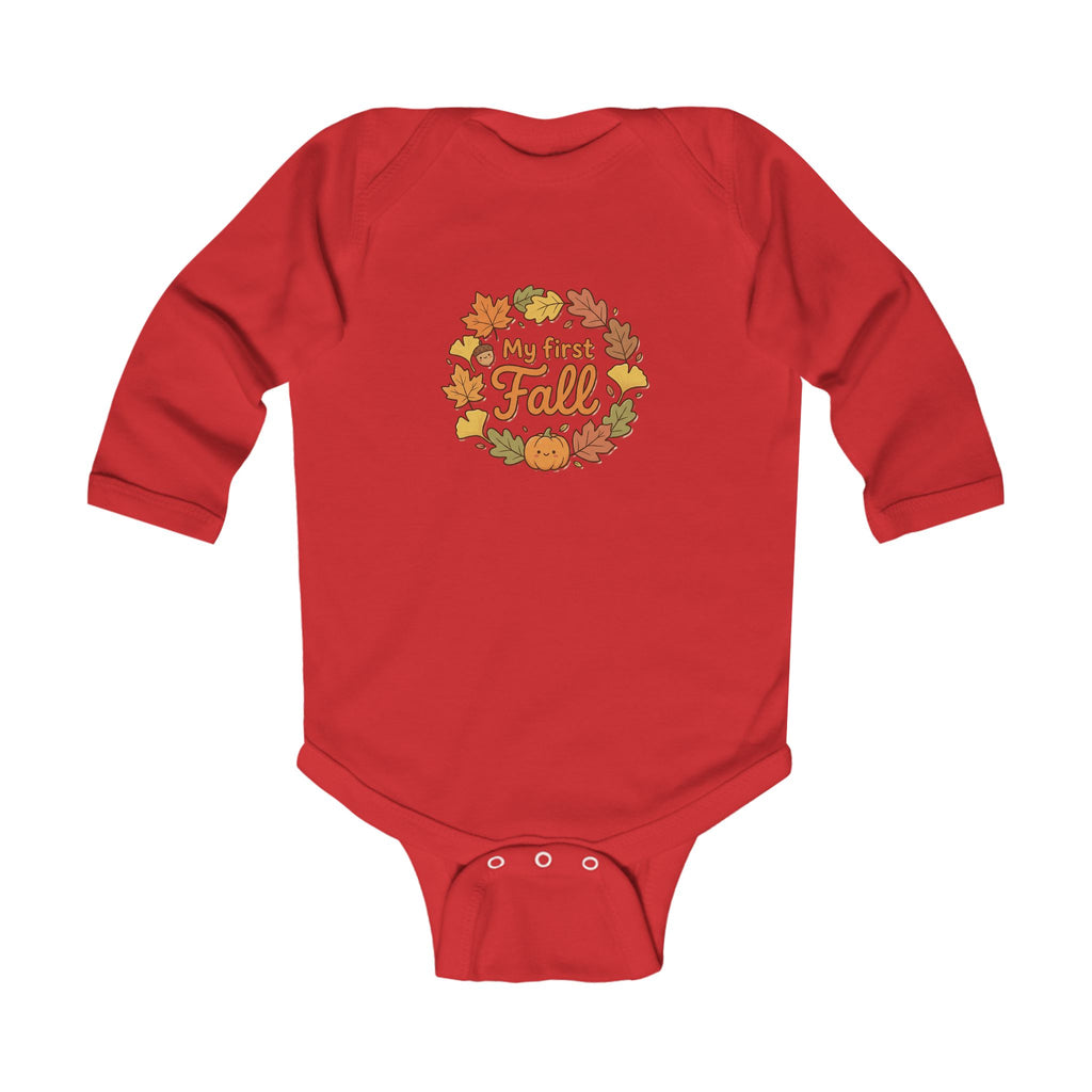 "My First Fall" Pumpkin & Leaves Autumn Long Sleeve Onesie