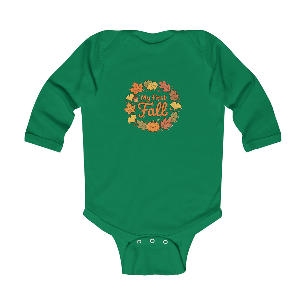 "My First Fall" Pumpkin & Leaves Autumn Long Sleeve Onesie
