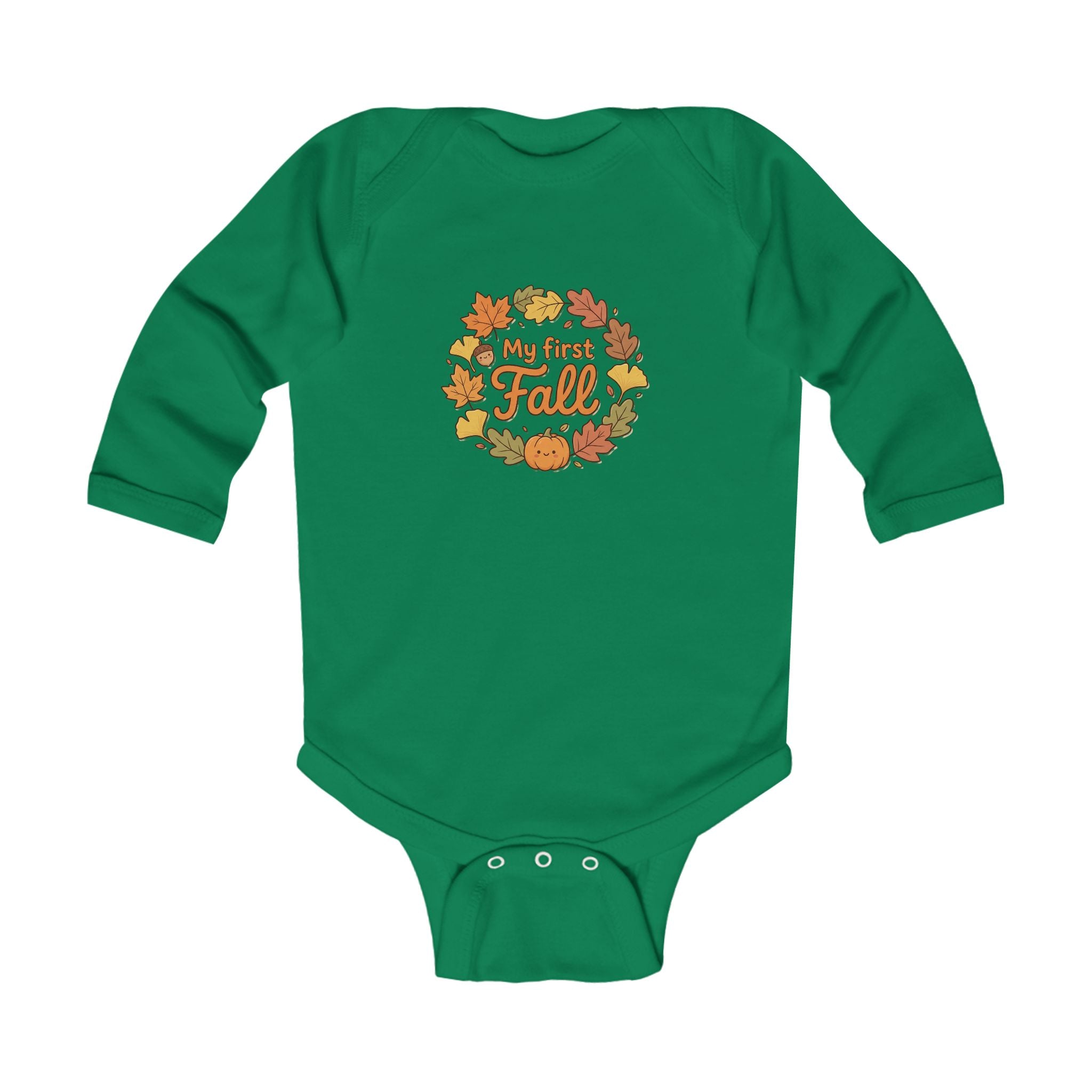 "My First Fall" Pumpkin & Leaves Autumn Long Sleeve Onesie