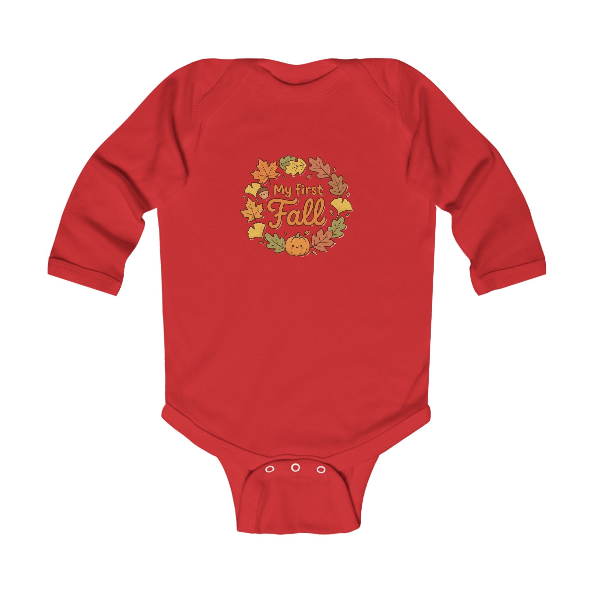 "My First Fall" Pumpkin & Leaves Autumn Long Sleeve Onesie