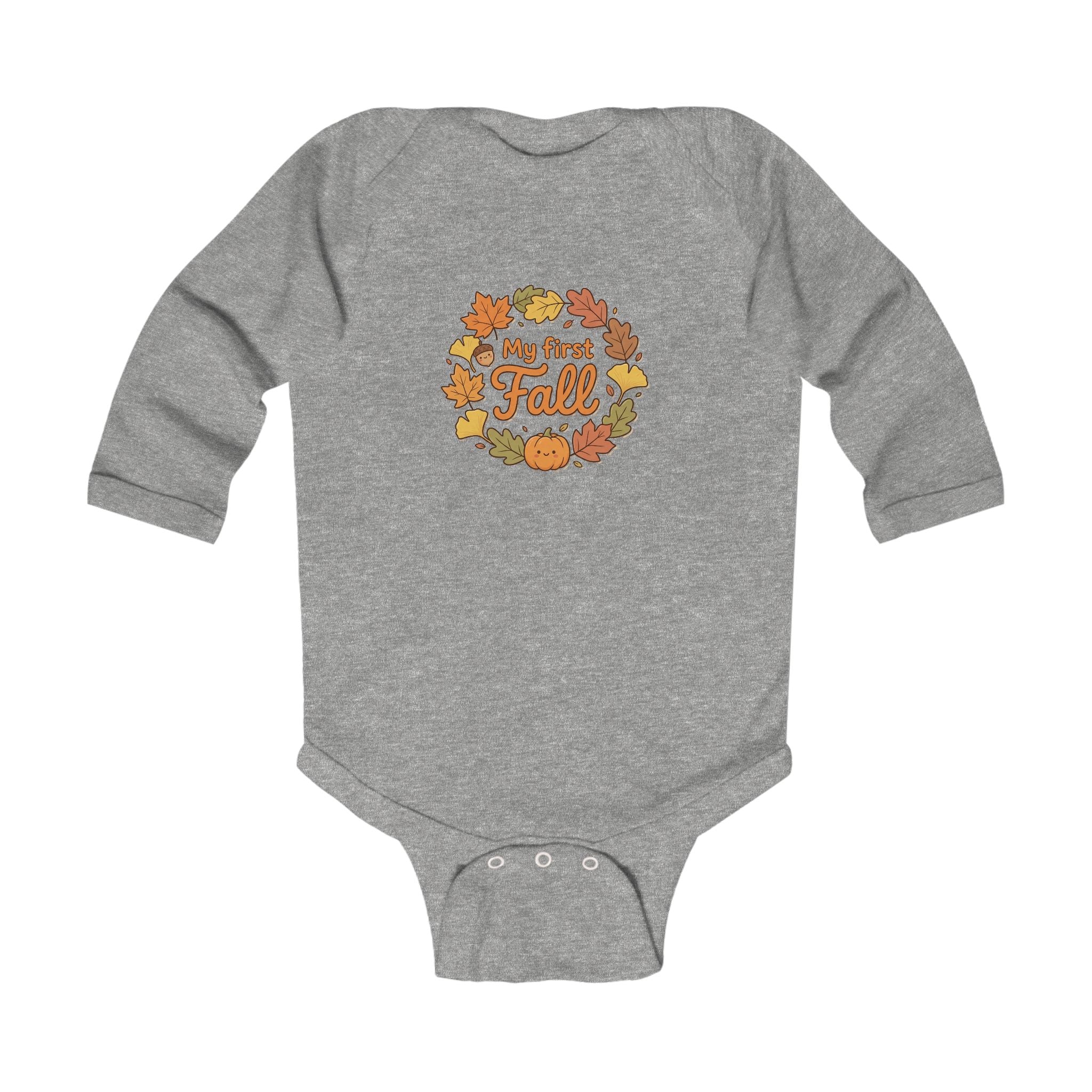 "My First Fall" Pumpkin & Leaves Autumn Long Sleeve Onesie