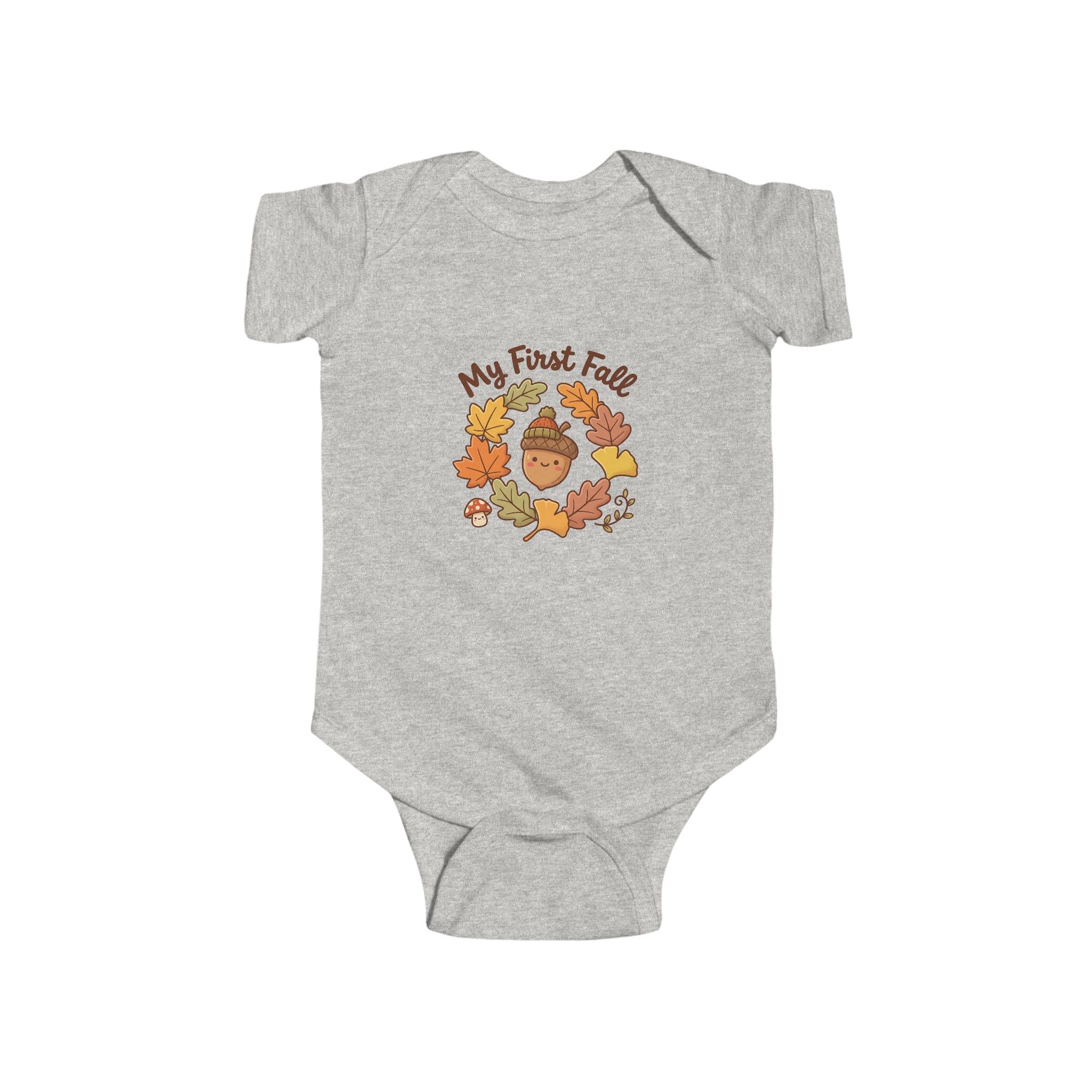 "My First Fall" Cute Autumn Pumpkin & Leaves Infant Onesie