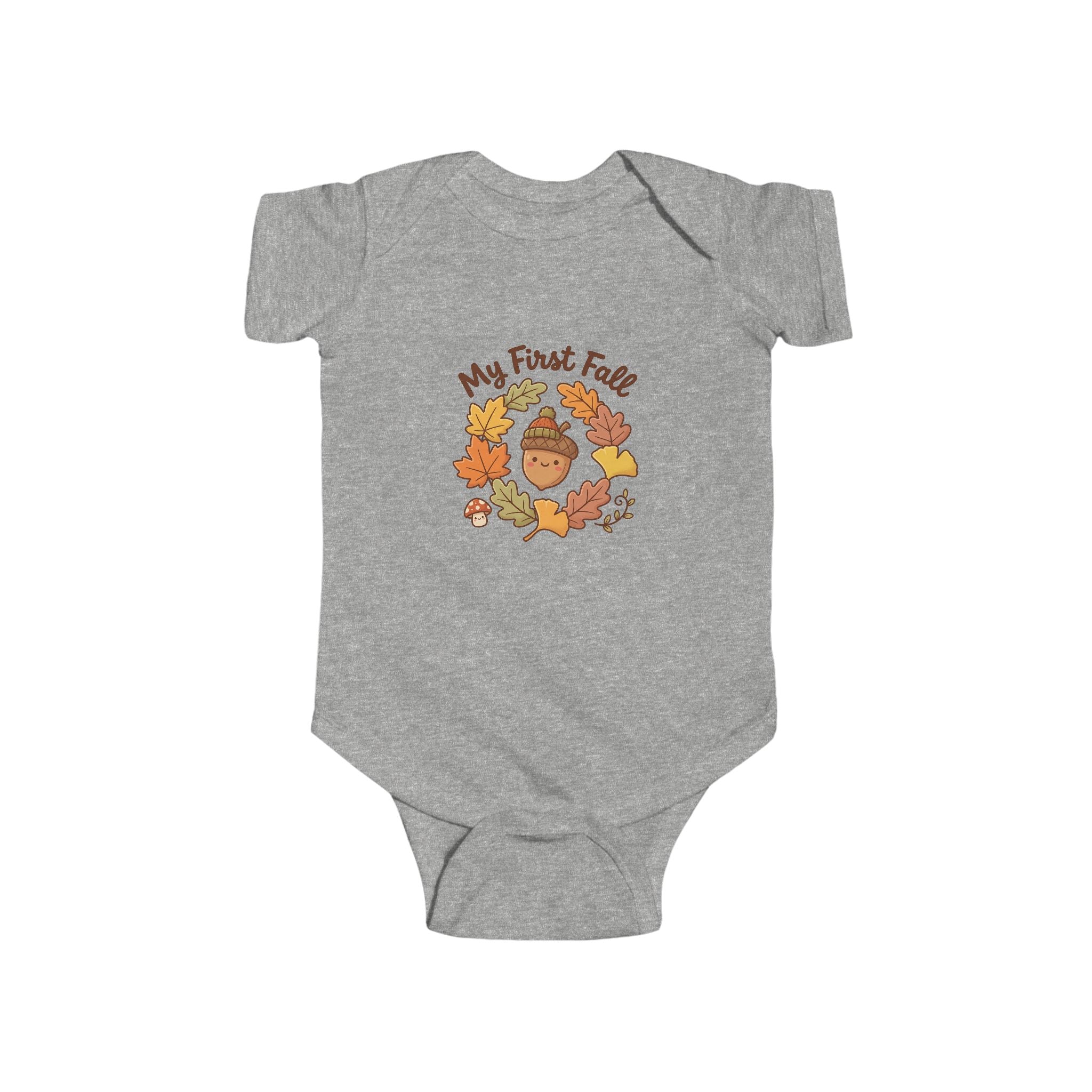 "My First Fall" Cute Autumn Pumpkin & Leaves Infant Onesie