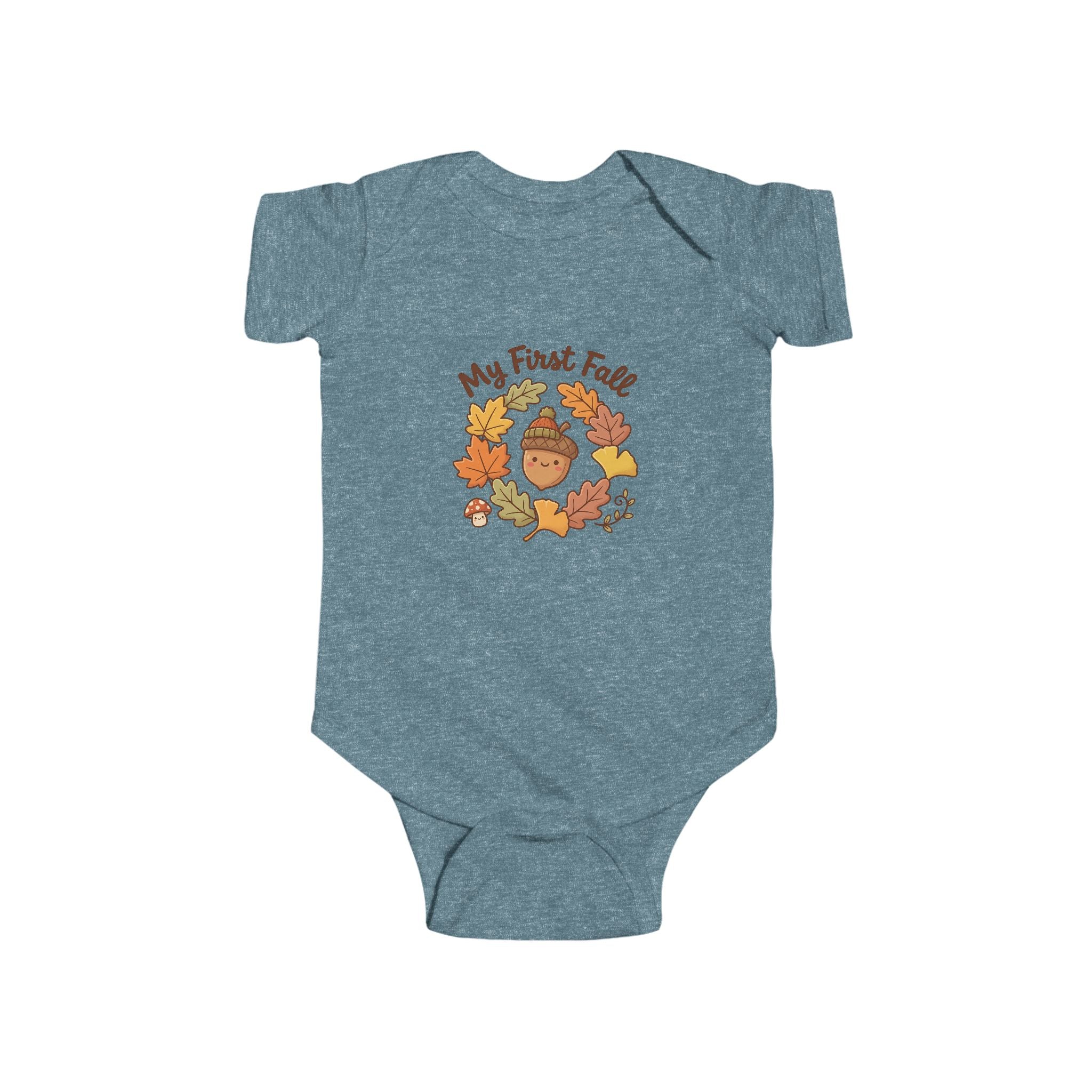 "My First Fall" Cute Autumn Pumpkin & Leaves Infant Onesie