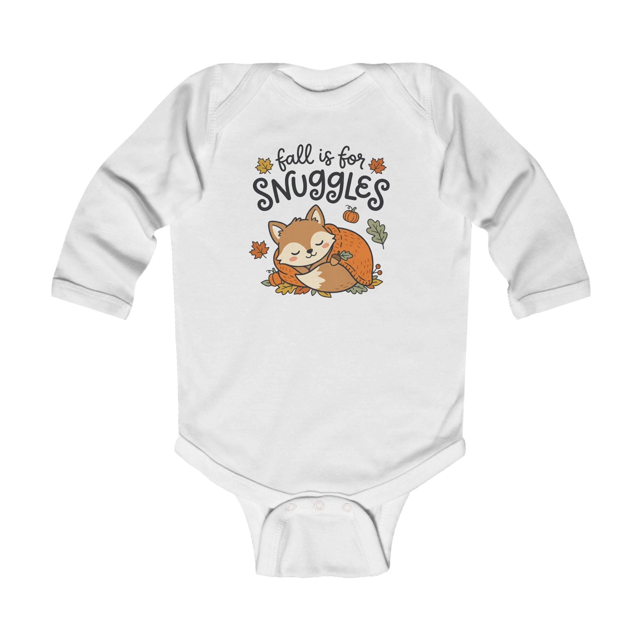 "Fall Is For Snuggles" Cute Fox Autumn Long Sleeve Onesie for Infants