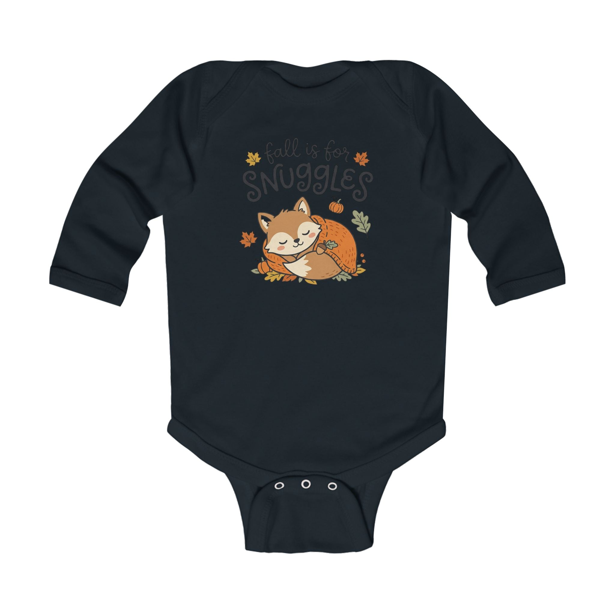"Fall Is For Snuggles" Cute Fox Autumn Long Sleeve Onesie for Infants