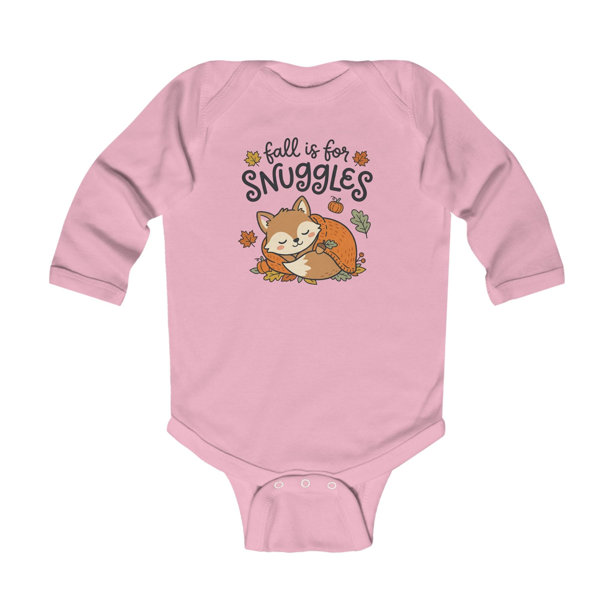 "Fall Is For Snuggles" Cute Fox Autumn Long Sleeve Onesie for Infants