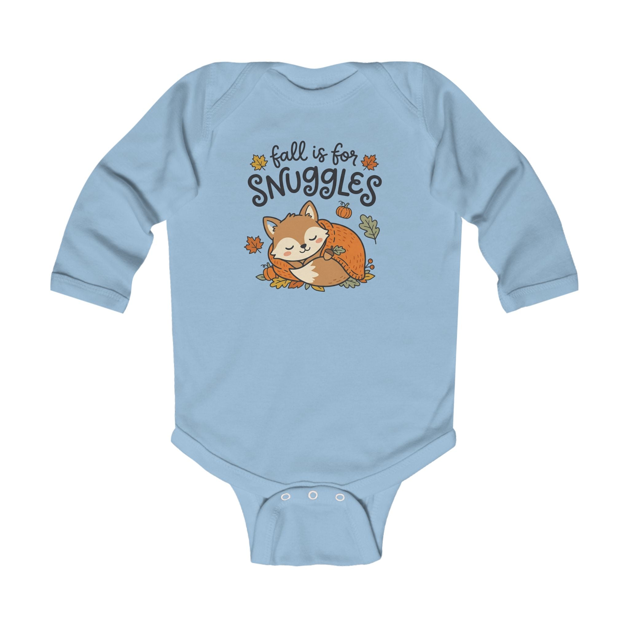 "Fall Is For Snuggles" Cute Fox Autumn Long Sleeve Onesie for Infants