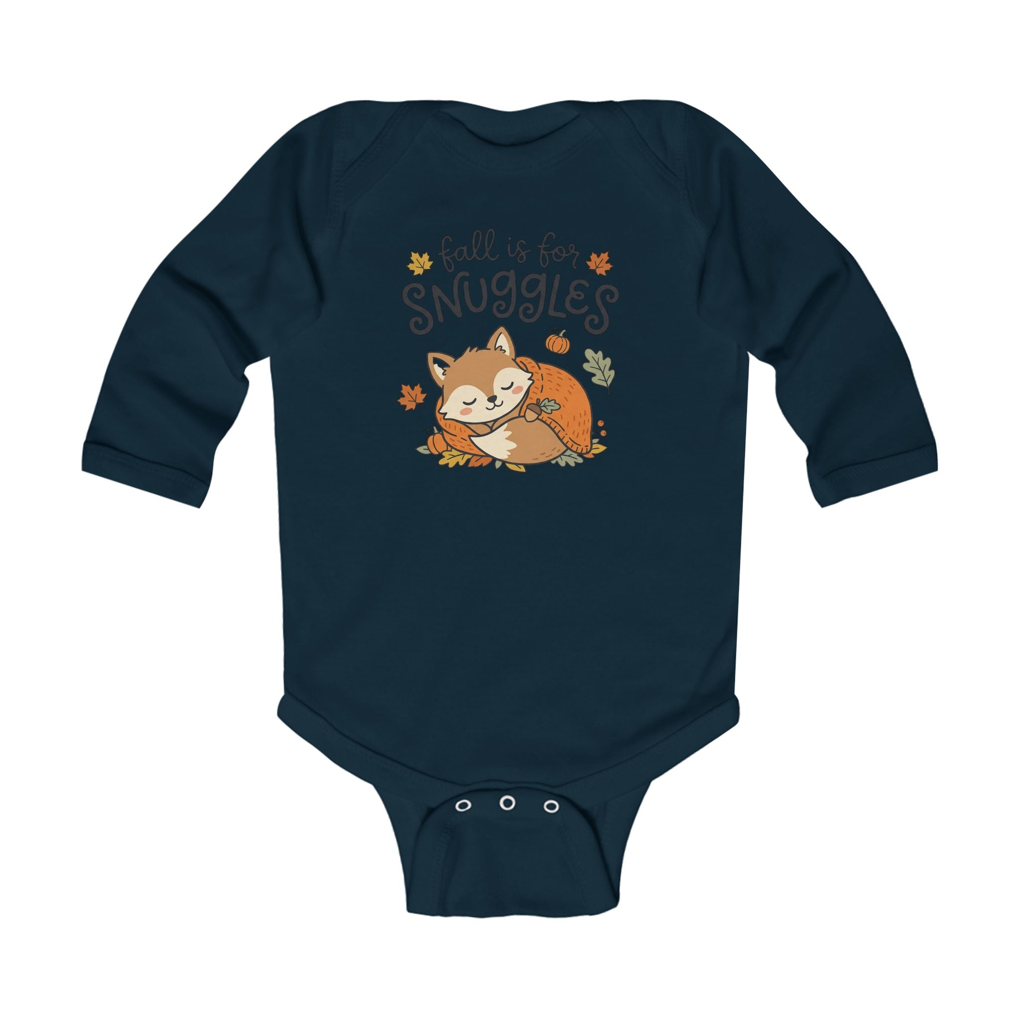 "Fall Is For Snuggles" Cute Fox Autumn Long Sleeve Onesie for Infants