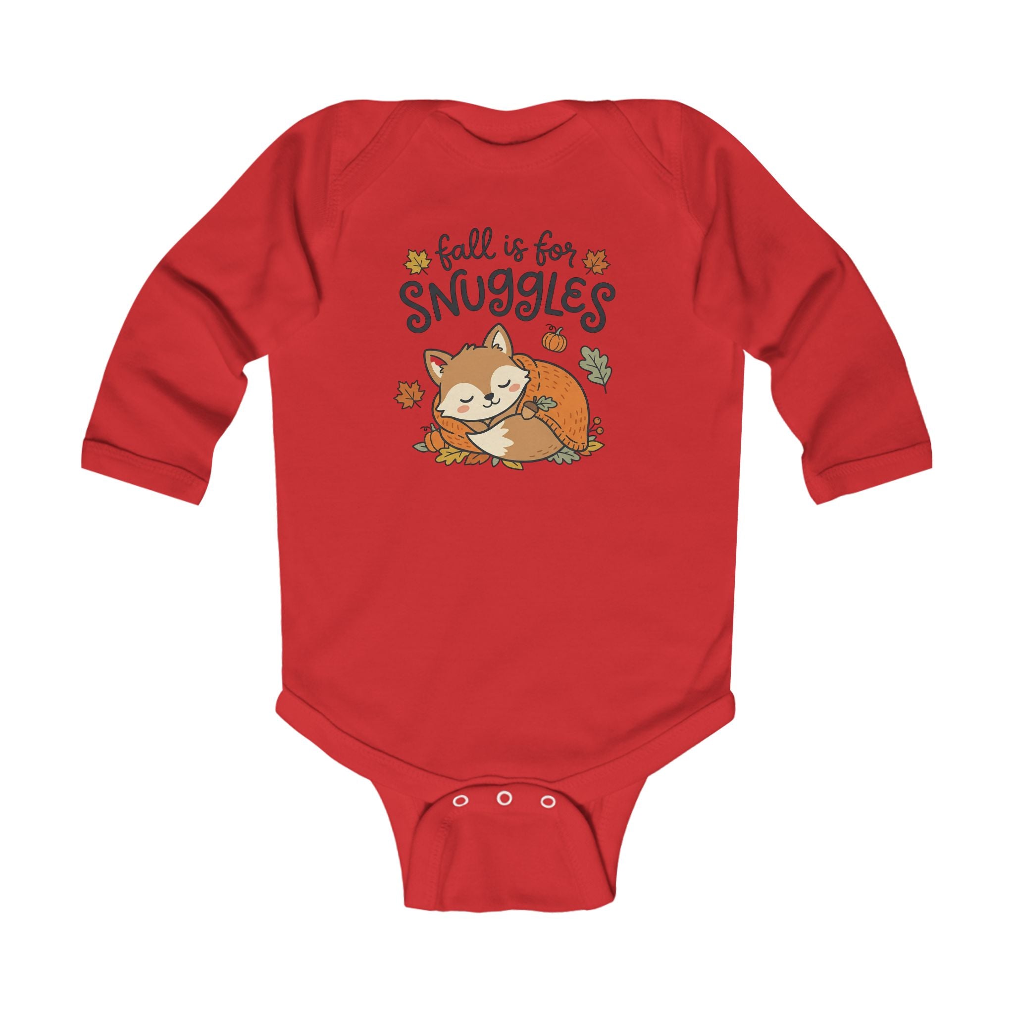 "Fall Is For Snuggles" Cute Fox Autumn Long Sleeve Onesie for Infants